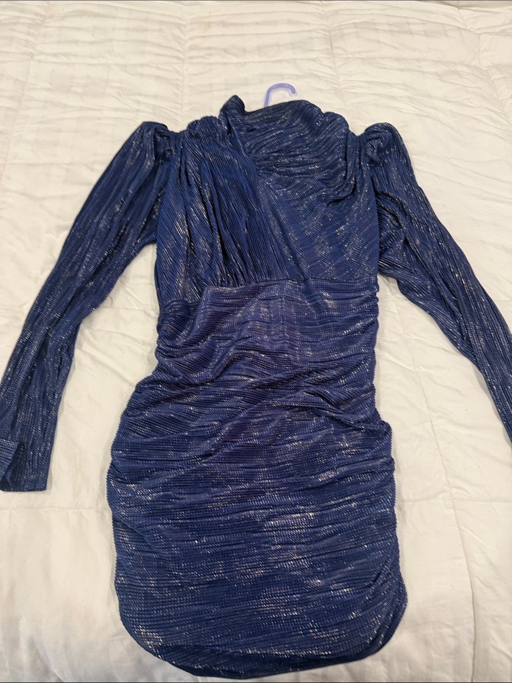 Sabina Musayev Navy Metallic Ribbed Midi Dress